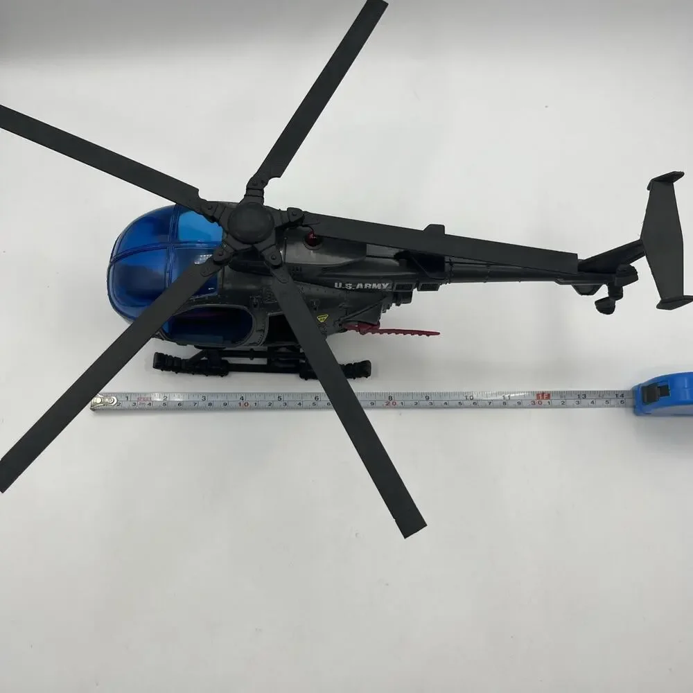 US Army Military Toy Helicopter Gray Blue Black w/ Blue Canopy Adjustable Blades